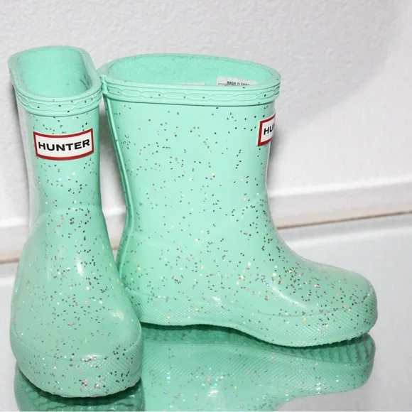 Hunter Kids Sparkle Glitter Rain Boots - Mint UK 4 Toddler - Picture 3 of 7